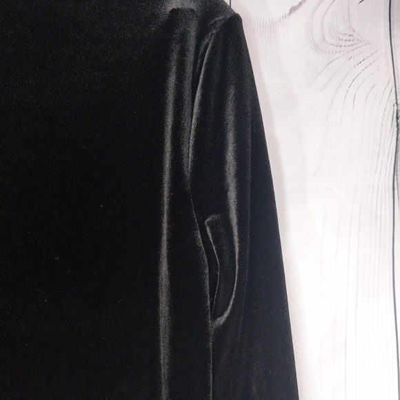 Lauren Ralph Lauren Tunic Velvet Top Black Stretch Keyhole Droptail Size L - Picture 10 of 12